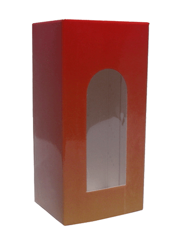 Orange Shade design folding carton box with window. Size: 1.5\deep x 1.5