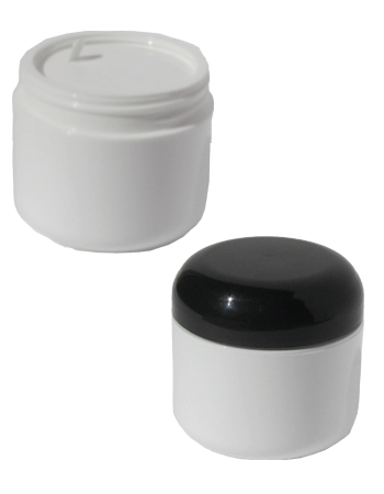 Frosted plastic Cream jar bottle with clear cap. Capacity: 63 ml