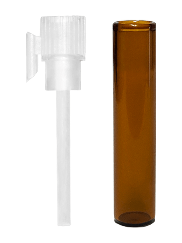 Vial style 1 ml amber glass bottle with white applicator.