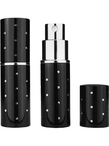 Black atomizer design 10 ml bottle with dots.