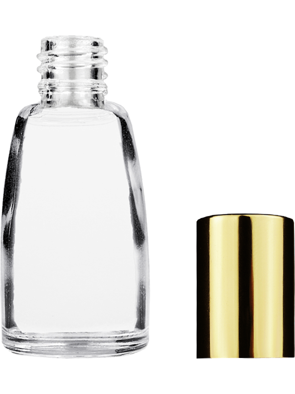 Bell design 10ml Clear glass bottle with shiny gold cap.