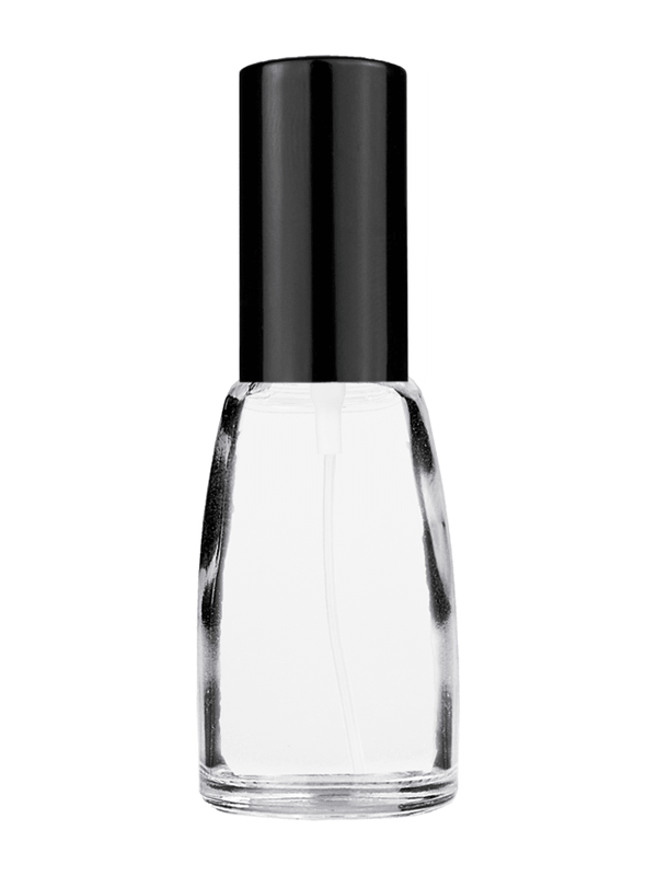 Bell design 10ml Clear glass bottle with shiny black spray.