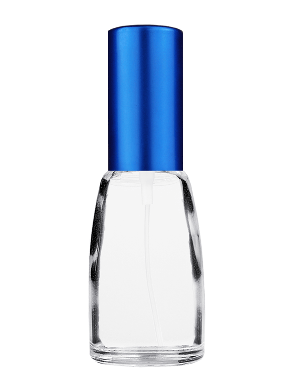 Bell design 10ml Clear glass bottle with matte blue spray.