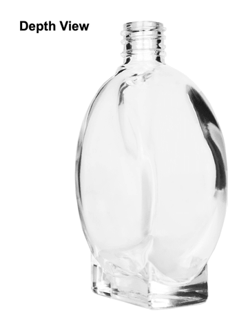 Circle design 100 ml, 3 1/2oz  clear glass bottle  with white vintage style bulb sprayer with shiny silver collar cap.