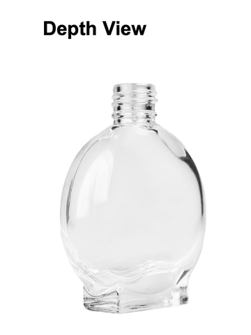 Circle design 15ml, 1/2oz Clear glass bottle with shiny silver cap.