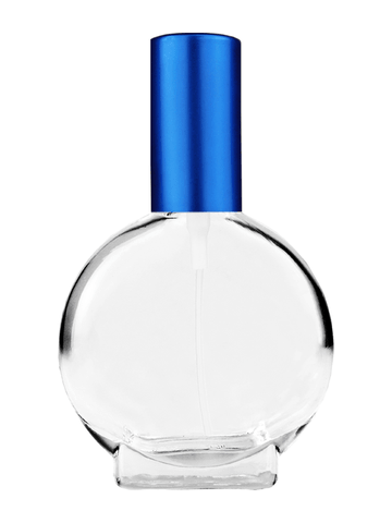 Circle design 15ml, 1/2oz Clear glass bottle with matte blue spray.