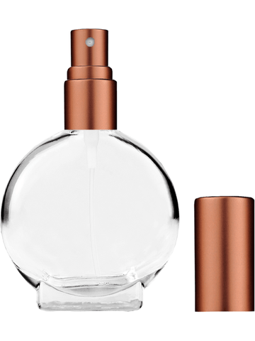 Circle design 15ml, 1/2oz Clear glass bottle with matte copper spray.