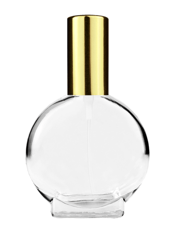 Circle design 15ml, 1/2oz Clear glass bottle with shiny gold spray.