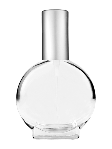 Circle design 15ml, 1/2oz Clear glass bottle with matte silver spray.