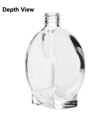 Circle design 50 ml, 1.7oz  clear glass bottle  with ivory vintage style bulb sprayer with shiny silver collar cap.