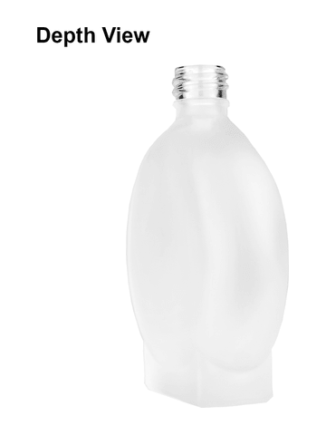 Circle design 100 ml, 3 1/2oz frosted glass bottle with reducer and silver matte cap.