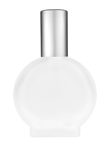 Circle design 50 ml, 1.7oz  frosted glass bottle with  matte silver spray pump.