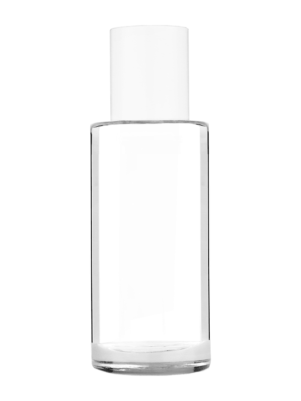 Cylinder design 25 ml  clear glass bottle  with reducer and white cap.