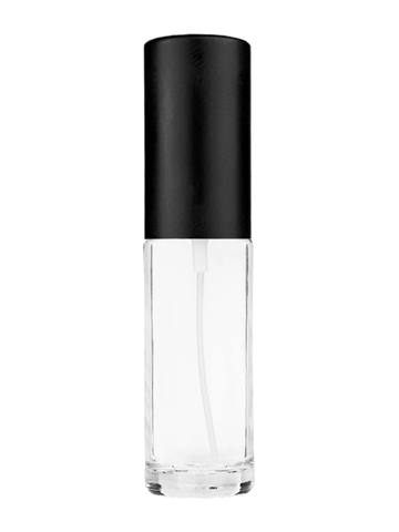 Cylinder design 5.5ml, 1/6oz Clear glass bottle with matte black spray.