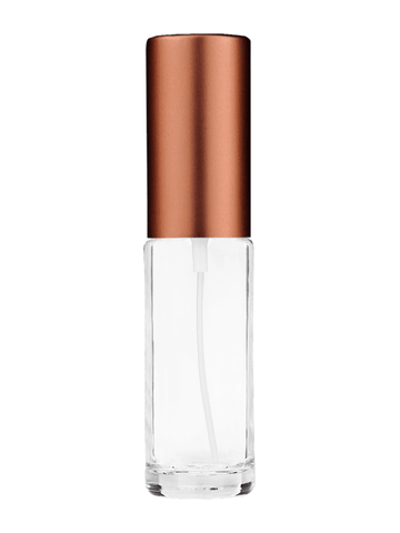 Cylinder design 5.5ml, 1/6oz Clear glass bottle with matte copper spray.