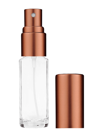 Cylinder design 5.5ml, 1/6oz Clear glass bottle with matte copper spray.