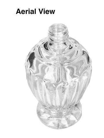 Diva design 100 ml, 3 1/2oz  clear glass bottle  with reducer with ivory faux leather cap.