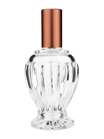 Diva design 100 ml, 3 1/2oz  clear glass bottle  with matte copper spray pump.