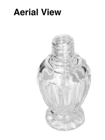 Diva design 30 ml, 1oz  clear glass bottle  with black vintage style bulb sprayer with shiny silver collar cap.