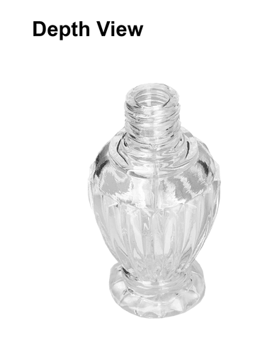 Diva design 30 ml, 1oz  clear glass bottle  with reducer and brown faux leather cap.