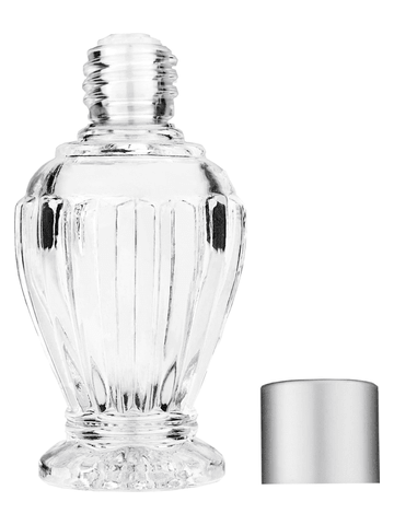 Diva design 30 ml, 1oz  clear glass bottle  with reducer and silver matte cap.