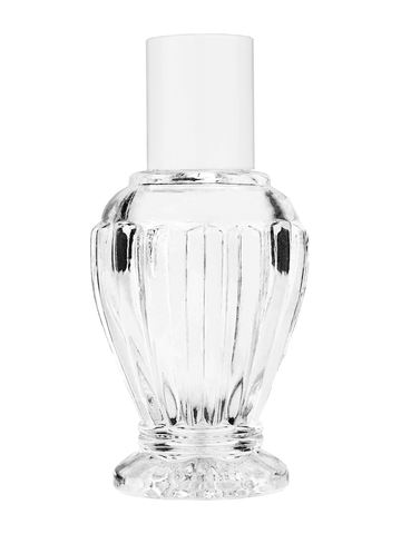 Diva design 30 ml, 1oz  clear glass bottle  with reducer and white cap.