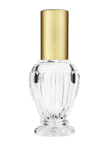 Diva design 30 ml, 1oz  clear glass bottle  with matte gold spray pump.