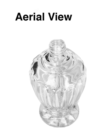 Diva design 46 ml, 1.64oz  clear glass bottle  with white vintage style bulb sprayer with shiny silver collar cap.