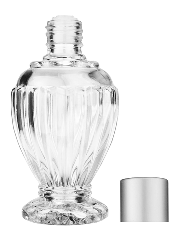 Diva design 46 ml, 1.64oz  clear glass bottle  with reducer and silver matte cap.