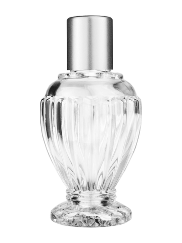 Diva design 46 ml, 1.64oz  clear glass bottle  with reducer and tall silver matte cap.