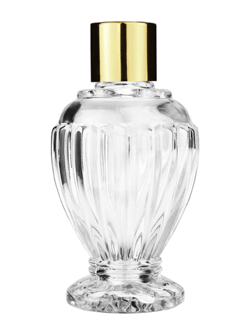 Diva design 46 ml, 1.64oz  clear glass bottle  with reducer and shiny gold cap.