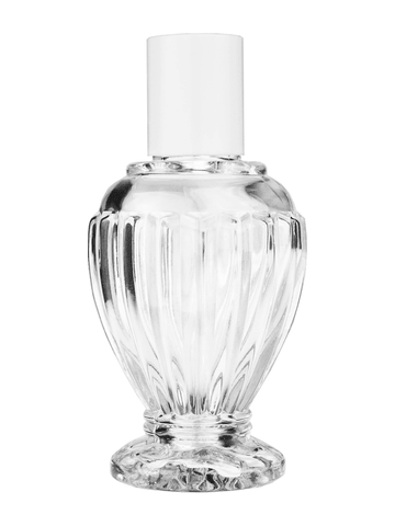 Diva design 46 ml, 1.64oz  clear glass bottle  with reducer and white cap.