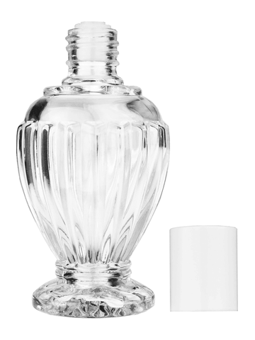 Diva design 46 ml, 1.64oz  clear glass bottle  with reducer and white cap.