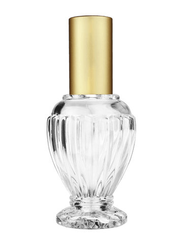 Diva design 46 ml, 1.64oz  clear glass bottle  with matte gold spray pump.