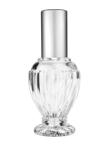 Diva design 46 ml, 1.64oz  clear glass bottle  with matte silver spray pump.