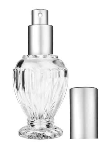 Diva design 46 ml, 1.64oz  clear glass bottle  with matte silver spray pump.