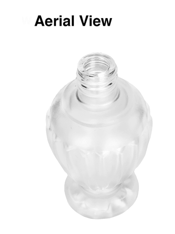 Diva design 46 ml, 1.64oz frosted glass bottle with ivory vintage style bulb sprayer with shiny gold collar cap.