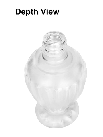 Diva design 46 ml, 1.64oz frosted glass bottle with reducer and light brown faux leather cap.