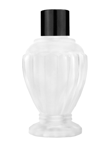 Diva design 46 ml, 1.64oz frosted glass bottle with reducer and black shiny cap.