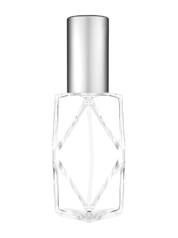 Diamond design 60ml, 2 ounce  clear glass bottle  with matte silver spray pump.