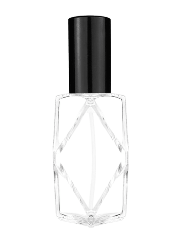 Diamond design 60ml, 2 ounce  clear glass bottle  with shiny black spray pump.