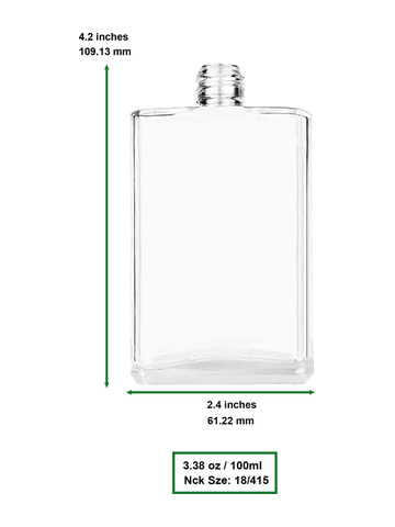 Elegant design 100 ml, 3 1/2oz  clear glass bottle  with black vintage style bulb sprayer with shiny silver collar cap.