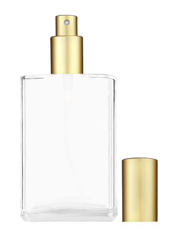 Elegant design 100 ml, 3 1/2oz  clear glass bottle  with matte gold spray pump.