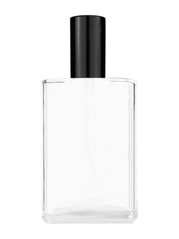 Elegant design 100 ml, 3 1/2oz  clear glass bottle  with shiny black spray pump.