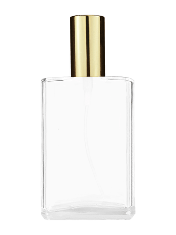 Elegant design 100 ml, 3 1/2oz  clear glass bottle  with shiny gold spray pump.