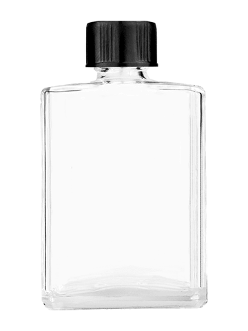 Elegant design 15ml, 1/2oz Clear glass bottle with short black ridged cap.