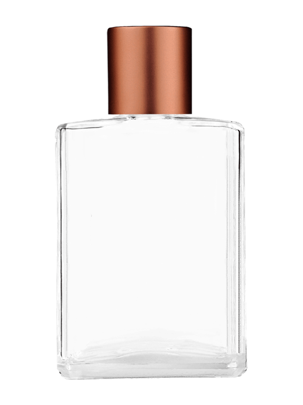 Empty Clear glass bottle with short matte copper cap capacity: 15ml, 1/2oz. For use with perfume or fragrance oil, essential oils, aromatic oils and aromatherapy.