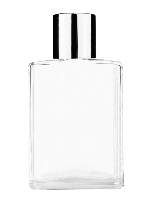 Empty Clear glass bottle with short shiny silver cap capacity: 15ml, 1/2oz. For use with perfume or fragrance oil, essential oils, aromatic oils and aromatherapy.