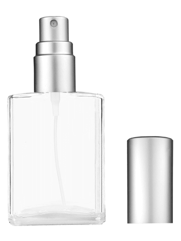 Elegant design 15ml, 1/2oz Clear glass bottle with matte silver spray.