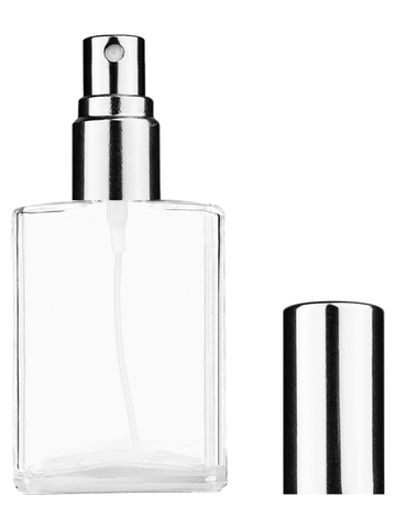 Elegant design 15ml, 1/2oz Clear glass bottle with shiny silver spray.